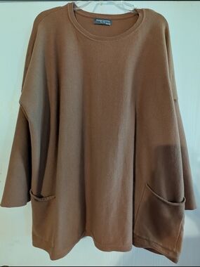 Sweet Love Oversized Brown Crewneck Tunic with Pockets